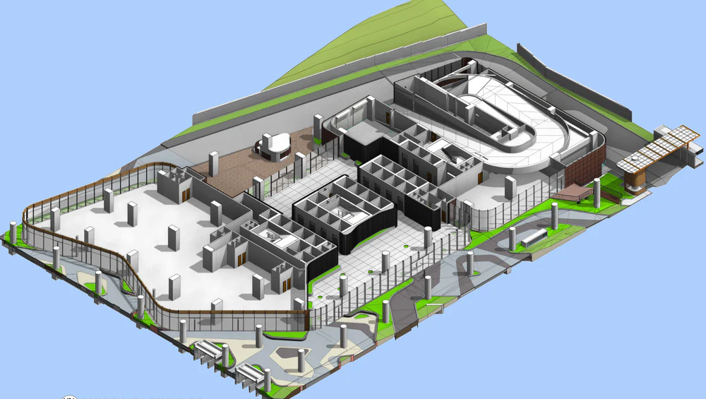 3D Building Information Modeling (BIM) model used for façade engineering, design coordination, and construction planning.