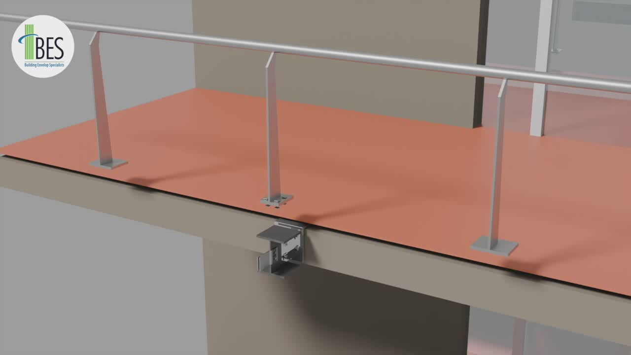 Load video: Rendered animation showcasing high-performance glass railing design engineered for façade safety and wind performance