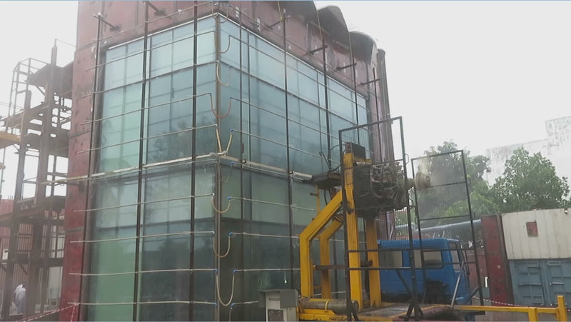 Full-scale façade mock-up performance testing of the glass curtain wall system at W Hotel Bangalore, demonstrating water penetration, air infiltration, and structural performance validation